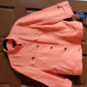Jones N.Y.Linen peach colored jkt. Mandarin Collar long sleeved L. NWT.